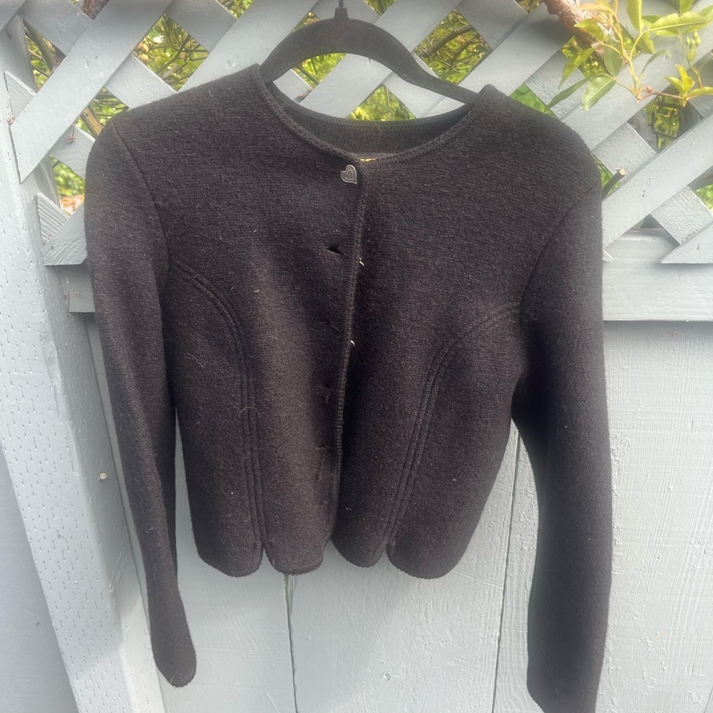 Vintage Boiled wool cropped cardigan.